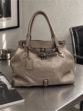 Authentic Fendi Selleria Metallic Champagne Leather Tote